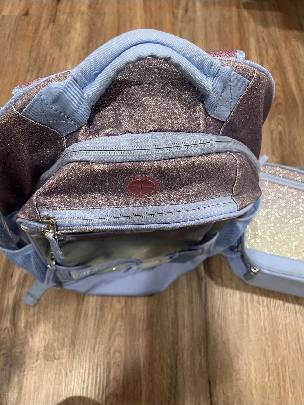 Pottery Barn Kids Lavender Twilight Ombre Sparkle Glitter Backpack and Lunchbox
